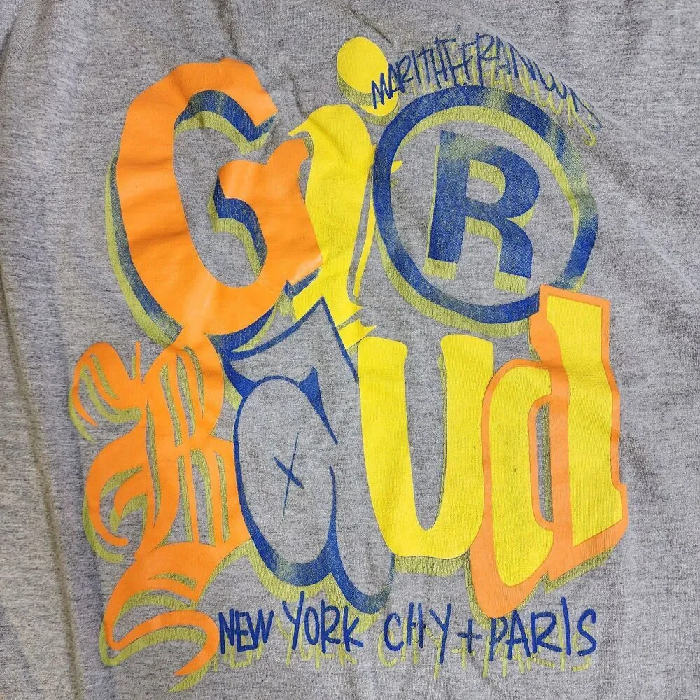 Marithe Francois Girbaud New York City Paris Gray Long Sleeve Spell Shirt Sz 4XL